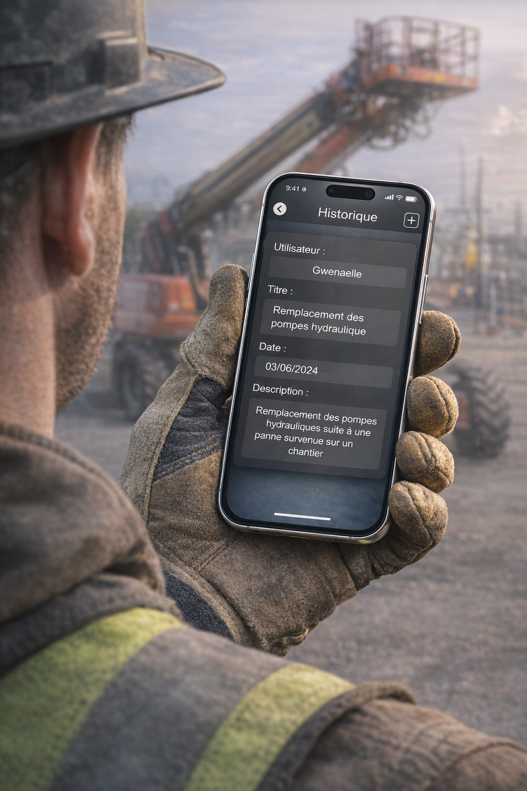 Aperçu des détails d'une opération de maintenance sur l'application